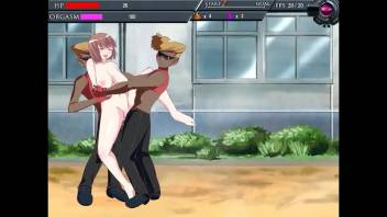 Hot woman having sex with men in Orgafighter adult hentai game